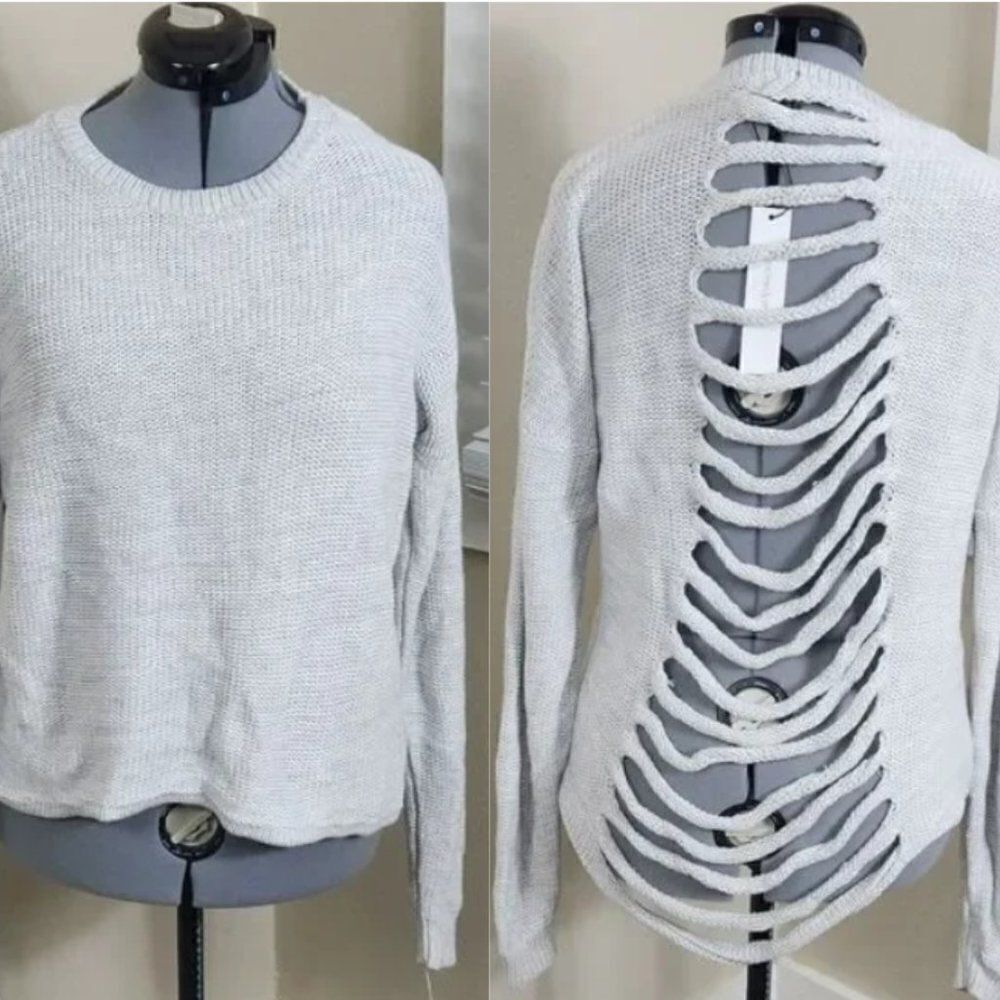 Stitches & Stripes Open Back Sweater Distressed Cut Out Sweater Plus Size NWT